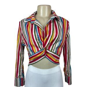 Vintage 90s Harmony Women's Vibrant Multicolored Stripes Pattern Top Sz- L